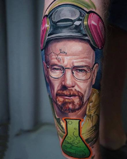 有点写实感觉的创意欧美彩色人物纹身图案