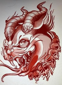 红色调的一组newschool纹身线稿手稿图案欣赏