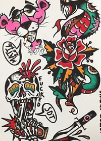 适合拼接的实用oldschool小彩图纹身手稿图案缩略频道推荐图