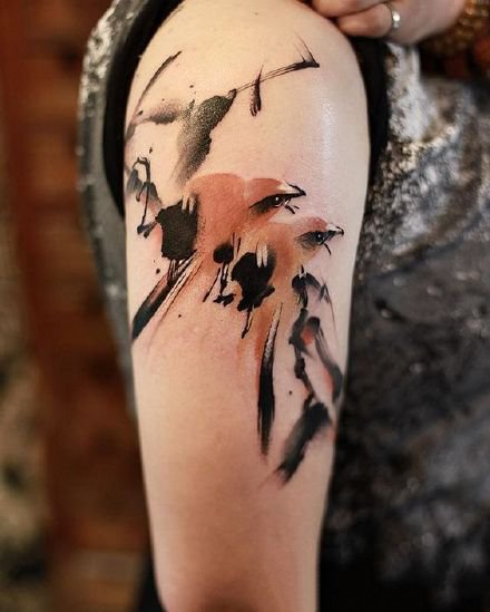 泼墨风格的国画题材tattoo纹身作品图案