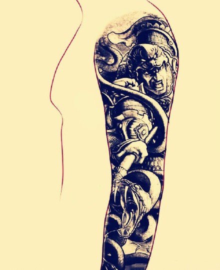 9张花臂手稿的效果图素材图案欣赏