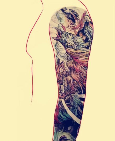 9张花臂手稿的效果图素材图案欣赏