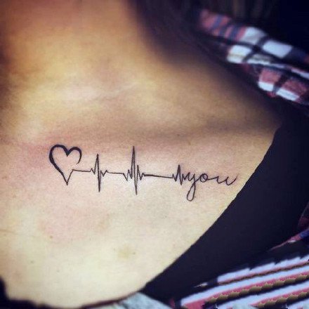 关于心电图的一组创意心电图线条纹身图案