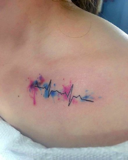关于心电图的一组创意心电图线条纹身图案