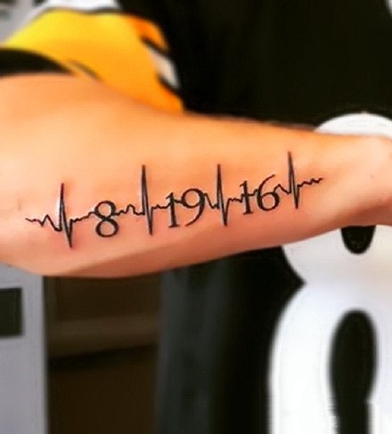 关于心电图的一组创意心电图线条纹身图案