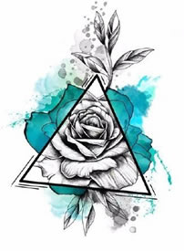 三角形等几何图形+玫瑰花纹身手稿图案17张