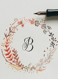 创意彩色花环+字母设计的一组纹身手稿素材图案