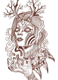 女郎线稿--22张优秀的欧美女郎纹身线稿手稿图案