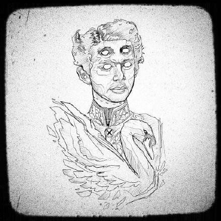 27张国外有点暗黑风格的纹身线稿手稿图案