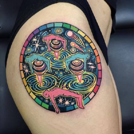 oldschool风格的彩色复古元素纹身图案9张