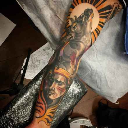 暗色调的一组欧美newschool女郎纹身图案