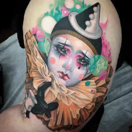 暗色调的一组欧美newschool女郎纹身图案