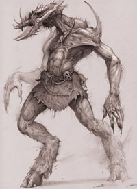 很有个性的一组黑灰怪兽纹身手稿图案