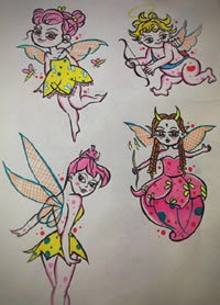 少女心爆棚的小清新粉彩色纹身手稿图案