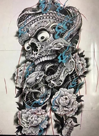 20张优秀的嘎巴啦线稿纹身手稿图案