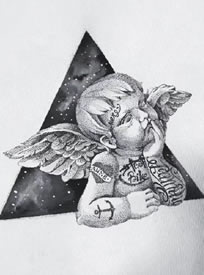 几何三角形的一组创意图形纹身手稿素材图片