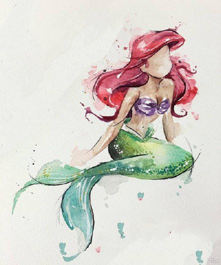 美人鱼刺青---唯美漂亮的一组小美人鱼纹身图案9张