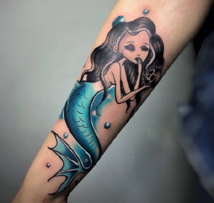 美人鱼刺青---唯美漂亮的一组小美人鱼纹身图案9张