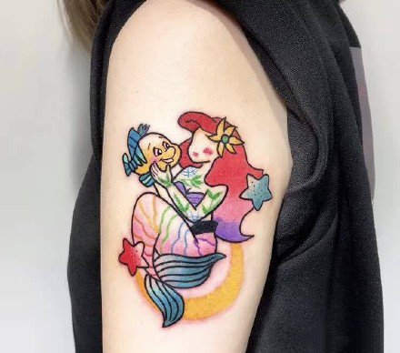 美人鱼刺青---唯美漂亮的一组小美人鱼纹身图案9张