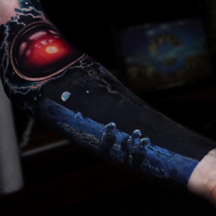 科幻风格的宇宙星空外星人等元素的纹身图案