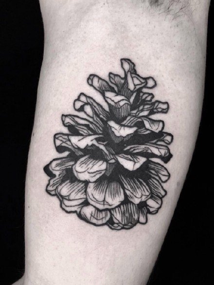 胳膊上好看的一组小面积的黑灰纹身图案欣赏