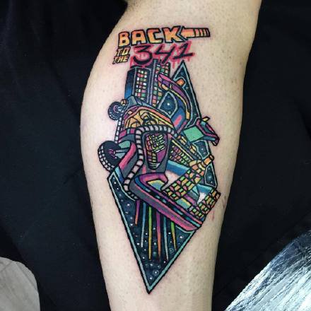 很有街头风格的一组彩色手臂纹身作品图片