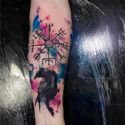 9张很漂亮的一组手臂重彩色纹身图案作品