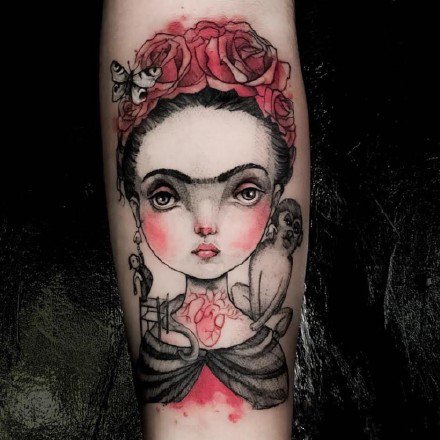 9张很漂亮的一组手臂重彩色纹身图案作品