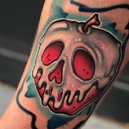 彩色的一组school风格的怪异卡通重彩色纹身图案