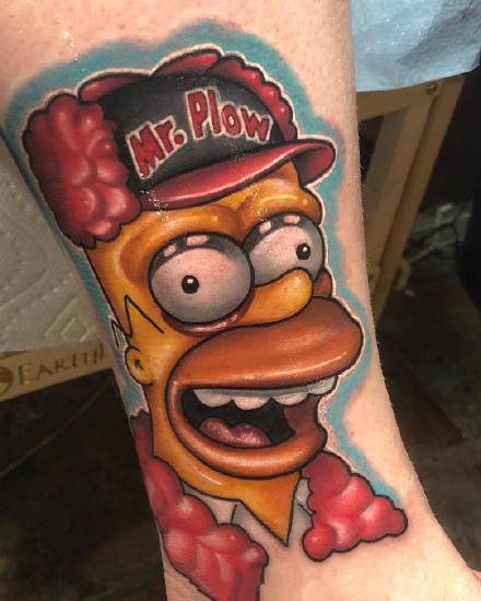 彩色的一组school风格的怪异卡通重彩色纹身图案