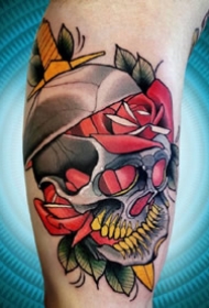 混合了Old School与NewSchool的彩色纹身图案作品