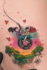 很有故事感的漂亮彩色小清新纹身图案