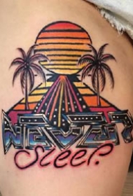 oldschool风格的彩色复古元素纹身图案9张