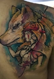 水彩风格的凌乱线条创意纹身作品图案