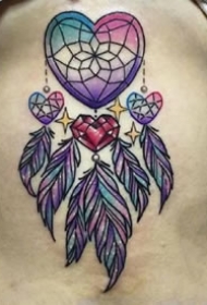 女生喜欢的彩色捕梦网纹身图案9张