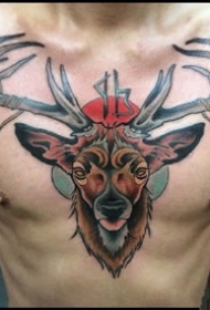 漂亮的一组school风格的彩色小鹿纹身图案