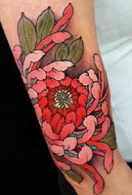 菊花纹身--9张漂亮的传统菊花纹身作品图案