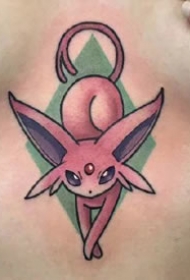 彩色的一组影视电影中的小动物卡通纹身图案