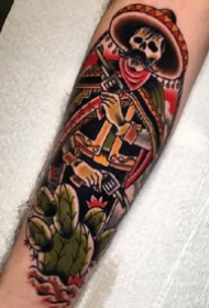 红黑色调的一组oldschool风格的小臂纹身图案