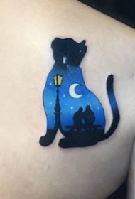 意境纹身--很创意好看的动物轮廓梦幻意境纹身图案