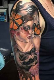 暗色调的一组欧美newschool女郎纹身图案