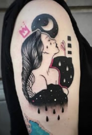 黑色和红色搭配元素的一组个性小纹身图案