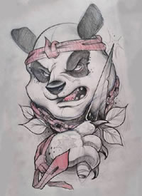 school风格的一组动物纹身线稿手稿图案