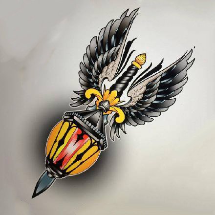 44张new school风格的漂亮彩色纹身手稿图案