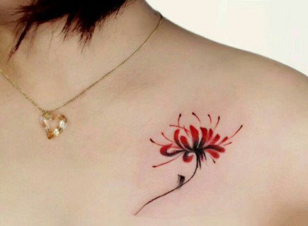 红色的一组小清新彼岸花纹身图案欣赏