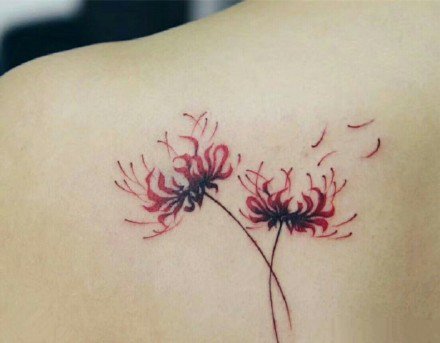 红色的一组小清新彼岸花纹身图案欣赏