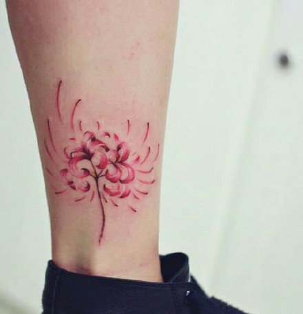 红色的一组小清新彼岸花纹身图案欣赏