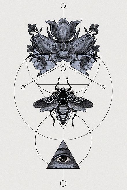 25张暗黑风格的创意点刺动物纹身手稿图案