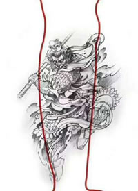 适合小腿的一组传统纹身手稿图案9张