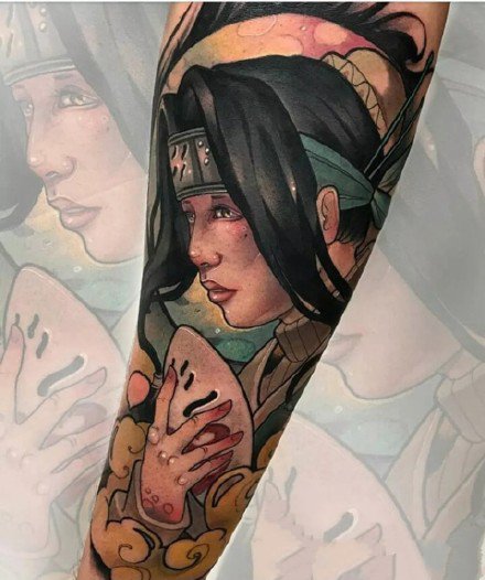 混合动漫与school元素的彩色纹身图案欣赏